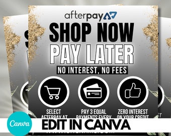 DIY AFTERPAY FLYER - Afterpay Flyer - Social Media Flyer - installment flyer, sezzle, beauty flyer, editable flyer