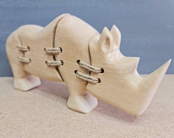 Carved Wooden Rhino