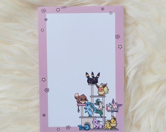 Cute Eeveelution Note Pad | Cute Eevee NotePad | Kawaii Cats NotePad | Anime Memo Pad