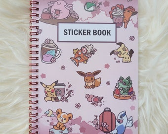 Reusable Sticker Books | Cute Sticker Book | Eevee Sakura Anime Sticker Books | 5x7 Sticker Book, 30 pages