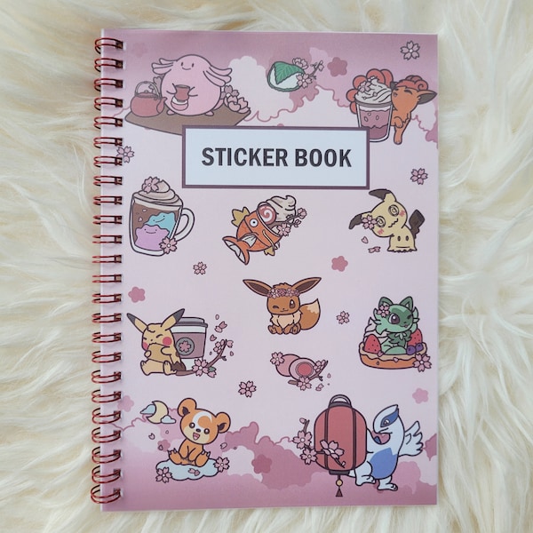 Reusable Sticker Books | Cute Sticker Book | Eevee Sakura Anime Sticker Books | 5x7 Sticker Book, 30 pages