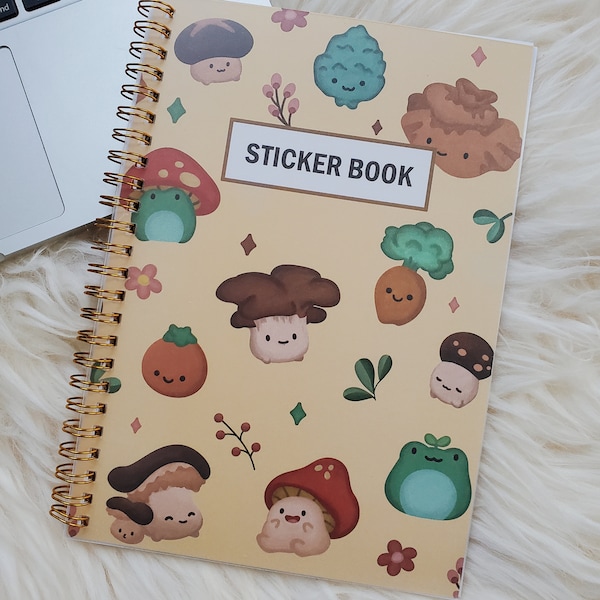 Reusable Sticker Books | Mushroom Sticker Book | Cute Sticker Books | 5x7 Sticker Book, 30 pages