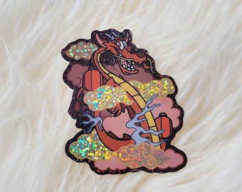 Dragon Sticker | Cute Dragon Year Sticker | Kawaii Dragon Sticker | Cartoon Glitter Vinyl Sticker