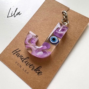 Personalisierte Schlüsselanhänger Geschenkidee Geschenk Lila & Weiß