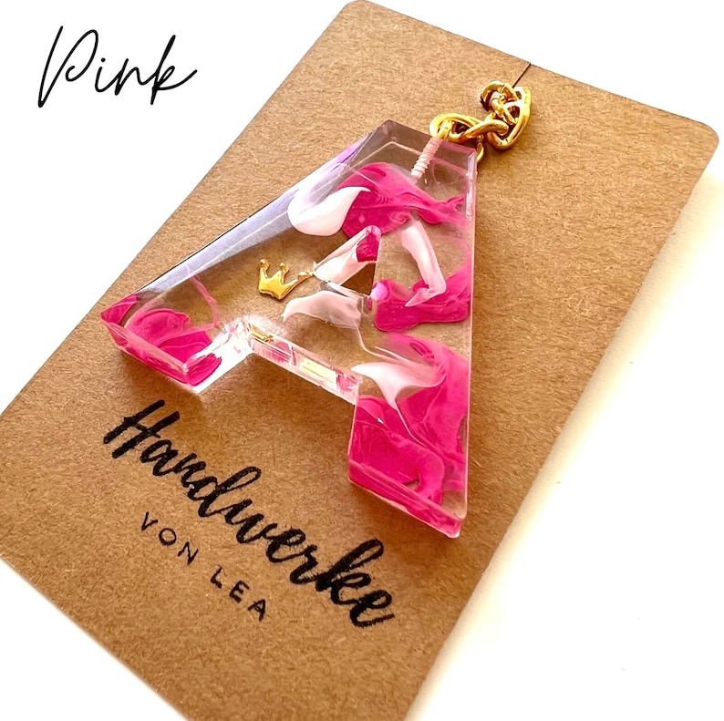 Personalisierte Schlüsselanhänger Geschenkidee Geschenk Pink & Weiß