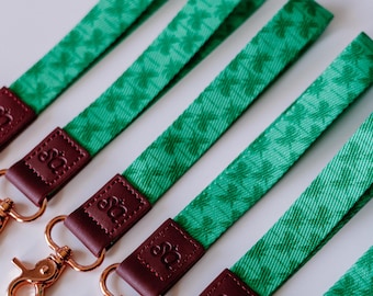 Palm Trees Wristlet: Polyester Key Fob with Gold Hook