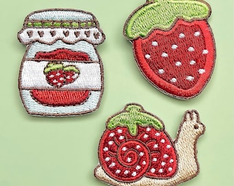 Strawberry Snail 3pc Patch Set