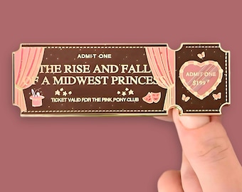 Pink Pony Club Midwest Princess Chappell Roan INSPIRED Concert/Club Ticket Enamel Glitter Pin
