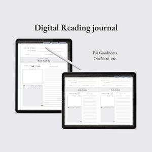 DIGITAL Reading Journal, 100 Book Challenge, Buchbesprechung Journal Flieder Thema. Für GoodNote und OneNote, iPad. Hochformat und Querformat Version