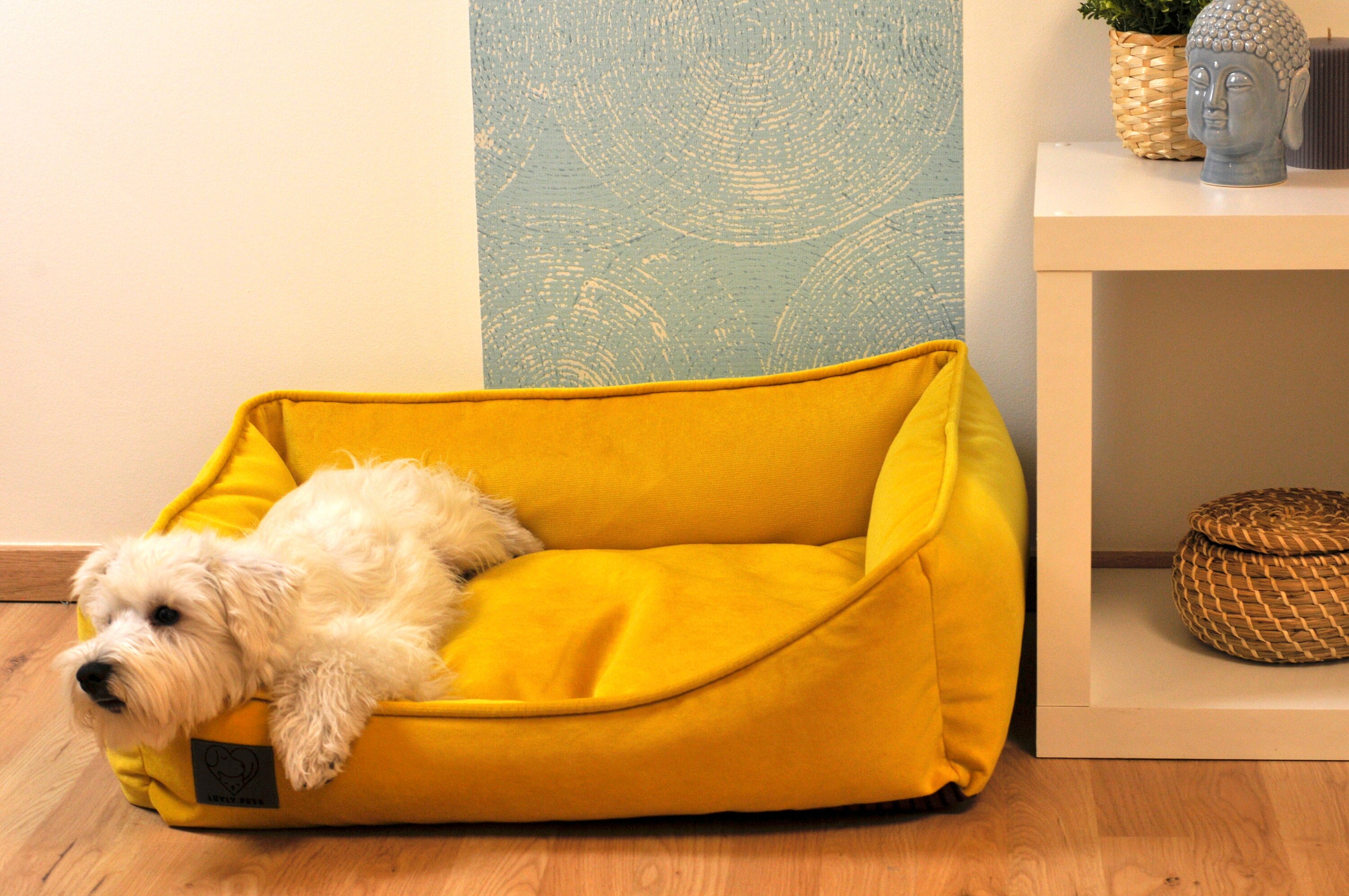 LUVLY Yellow Dog Bed Memory Foam Pillow Dog Bed Washable and Etsy