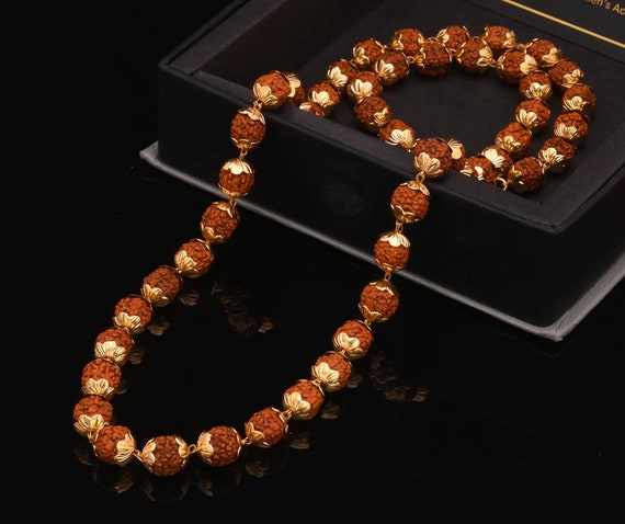 Gold Plated Rudraksha Mala - Etsy 