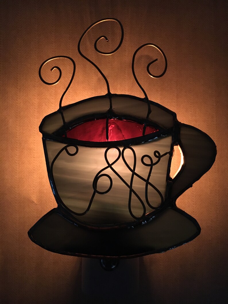 Stained Glass Coffee Cup Night Light Etsy