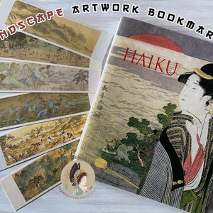 Japanese landscapes artwork bookmarks (6 patterns to choose from) Earth tones Oriental artwork bookmarks (#5)
