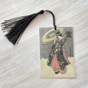 Japanese artwork bookmark Utagawa Toyokuni I Yuki Woodblock print bookmark Geisha bookmark Japanese enthusiast gift Book lover gift Black tassel