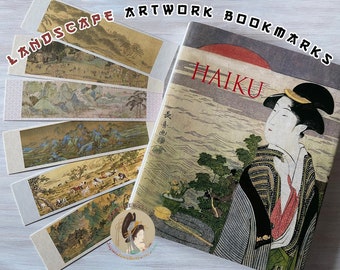 Japanese landscapes artwork bookmarks (6 patterns to choose from) Earth tones Oriental artwork bookmarks (#5)