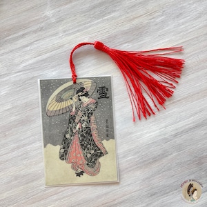 Japanese artwork bookmark Utagawa Toyokuni I Yuki Woodblock print bookmark Geisha bookmark Japanese enthusiast gift Book lover gift Red tassel