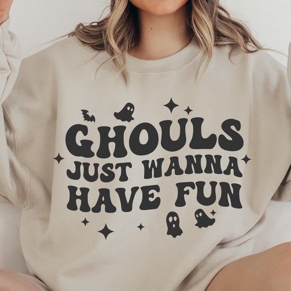 Ghouls Just Wanna Have Fun svg,Halloween svg,Boho retro vintage design, Witchy png,Ghost svg, sublimation png,svg files for cricut.