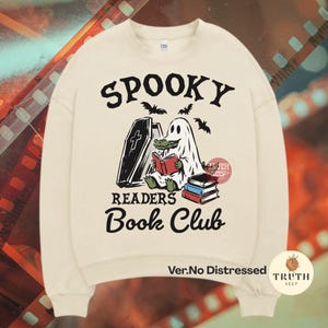 ghost reading book png, spooky readers book club halloween design, alligator ghost costume reading a red book, funny book lover halloween png, retro spooky season digital file, cute gator reader sublimation, halloween book club shirt graphic, ghost bookworm clipart, crocodile halloween digital download, bookish fall artwork, spooky library gift for readers and librarians, high resolution transparent png for apparel mugs tumblers tote bags stickers decals and diy craft projects, spooky book gifts