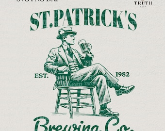 Vintage Funny St Patricks Day,Drink Beer St.Patrick's Brewing Co PNG SVG Shirt,Trendy Lucky Shamrock Clover,Trendy St.Pattys Day,Sublimation
