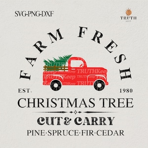 Farm fresh christmas tree svg png shirt,Christmas svg gift,Rustic sign svg,Christmas truck red svg, Dxf,Sublimation cut file.