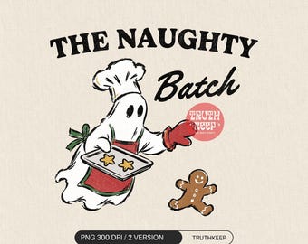 Ghost Baker PNG, Spooky Christmas Baking PNG, Gingerbread Ghost Chef, Retro Halloween Christmas Sublimation, Holiday Cookie Design