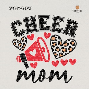 Cheer Mom Svg Png, Football Leopard Print Heart Svg,Cheerleader Mom Svg,Sports Mom Svg, Mom Shirt,Senior Cheer Mama Svg,File for cricut.