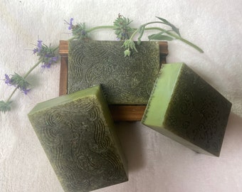 Sage soap, freshly ground sage with organic honey and goats milk great astringent and skin care small batch of fresh sage