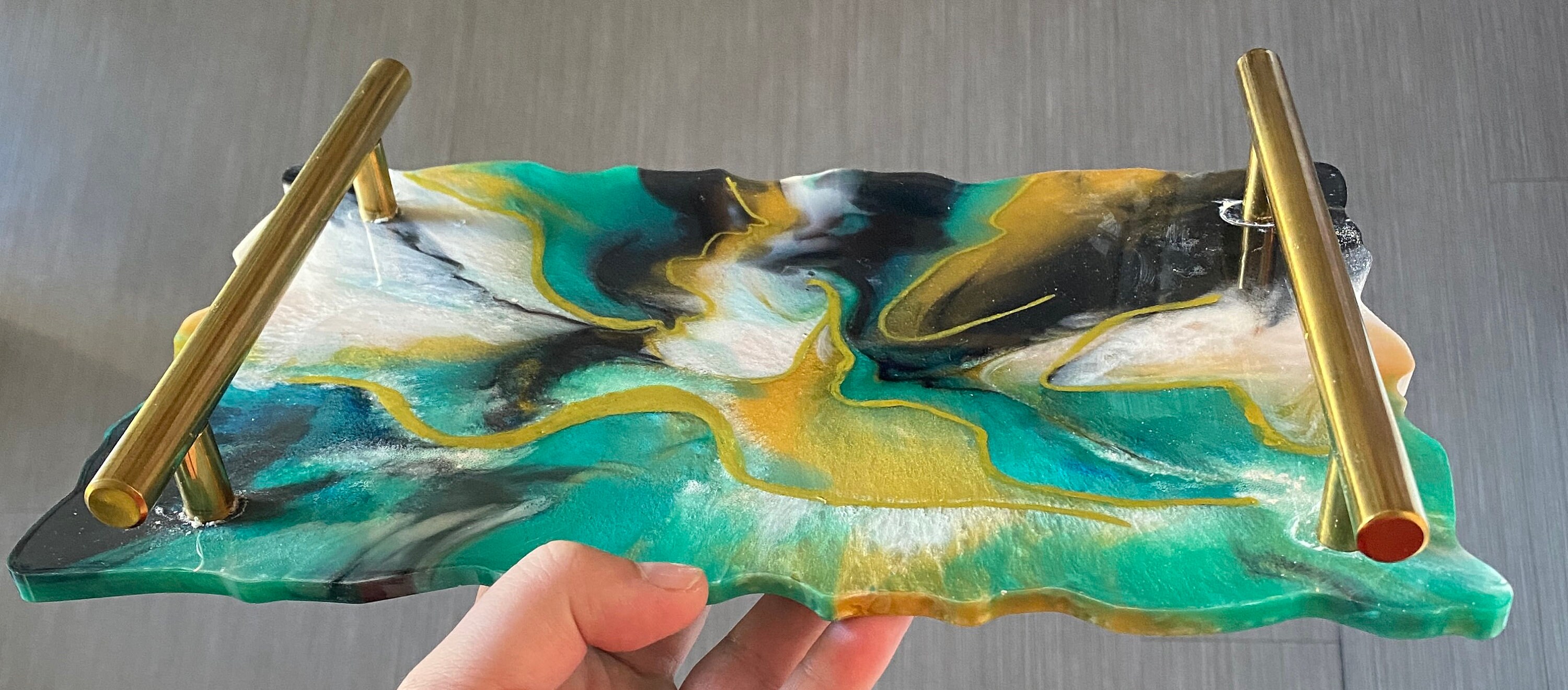 Decorative Tray With Gold Handles Etsy