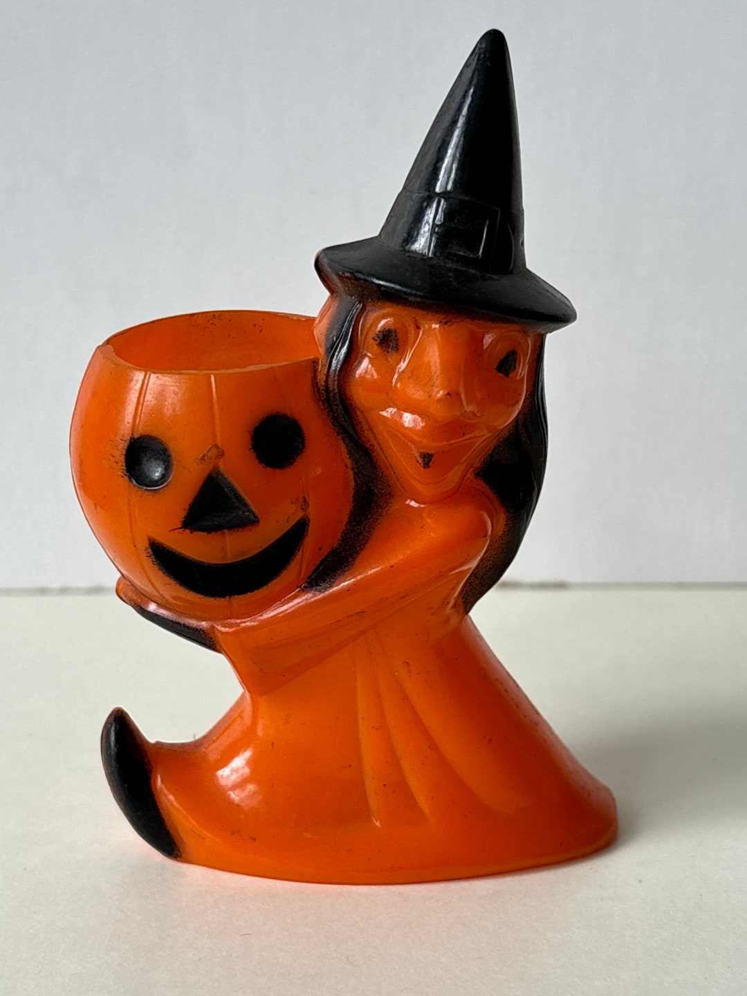 Vintage Halloween 1950s Hard Plastic Witch Candy Container Made by ...