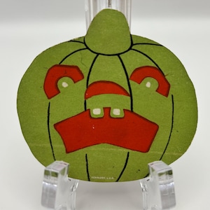 RARE Vintage Halloween 1920s green JOL diecut decoration made by Dennison