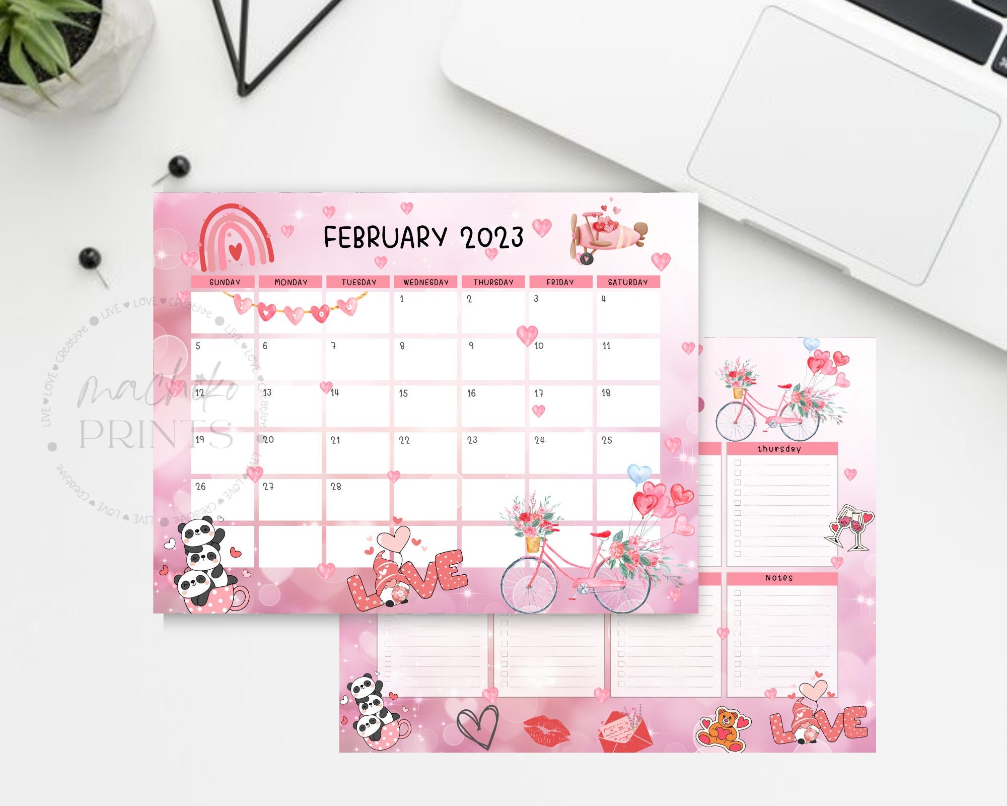 EDITABLE February 2023 Calendar February Calendar 2023 Cute - Etsy