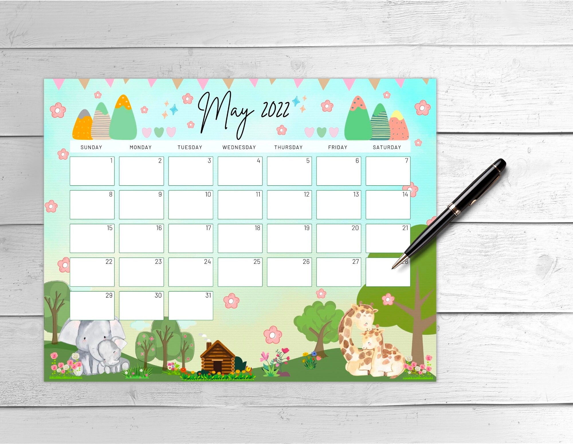 Printable May 2022 calendar Fillable May 2022 calendar Etsy België
