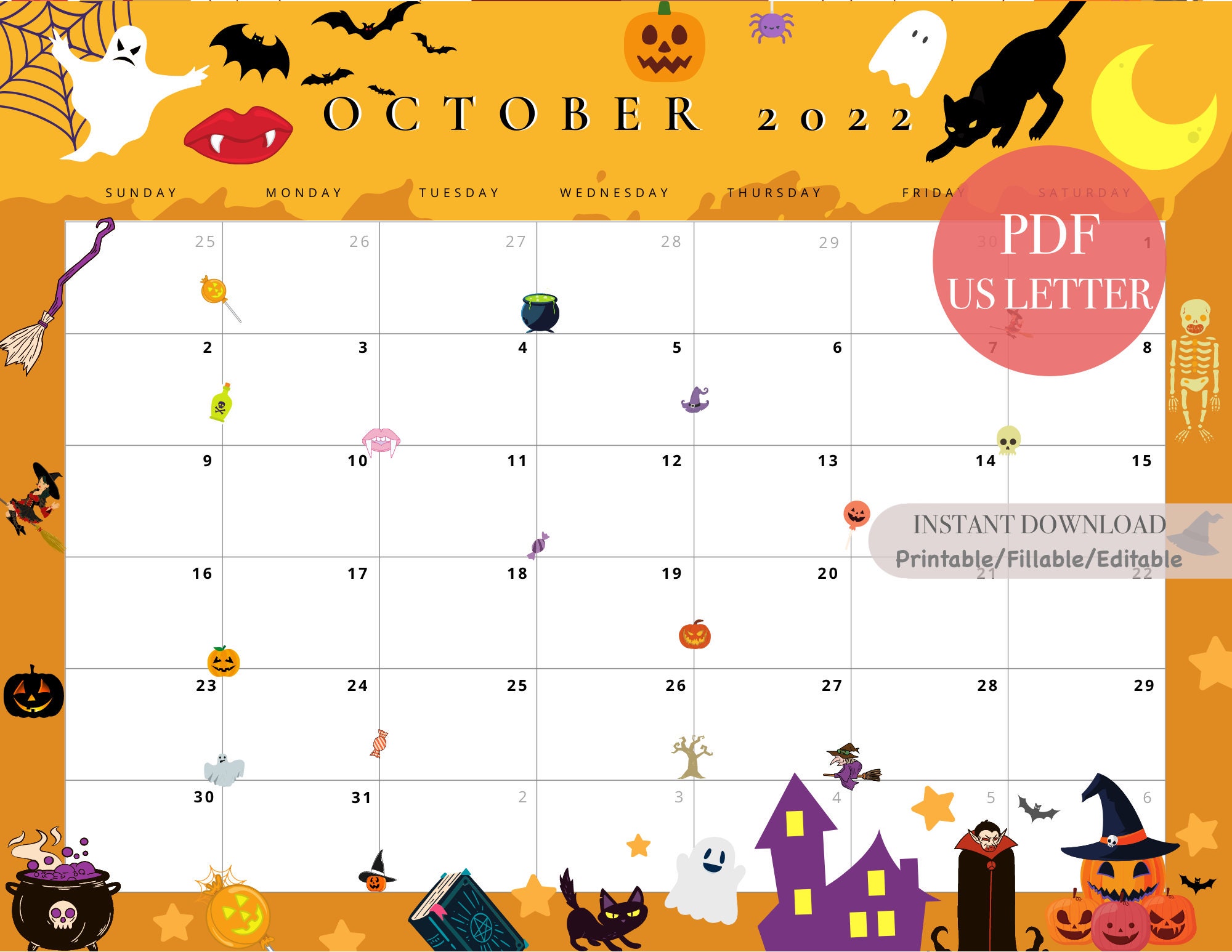 Cute October Calendar Printable sites.unimi.it