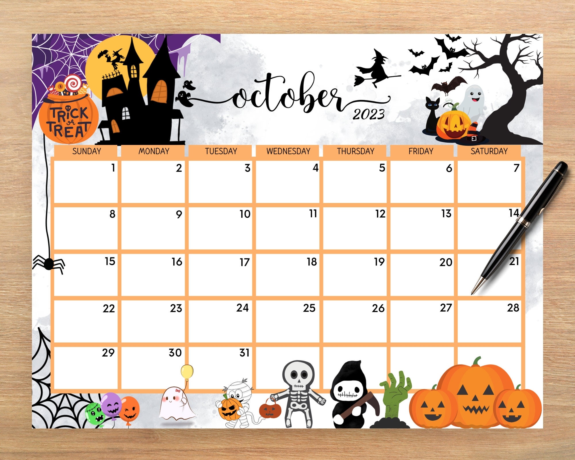 editable-october-2023-calendar-scary-spooky-halloween-planner-etsy-uk