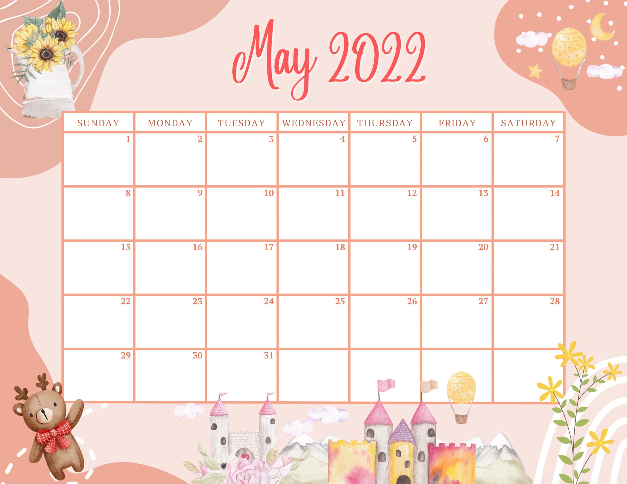 editable may 2022 calendar may 2022 calendar printable etsy ireland