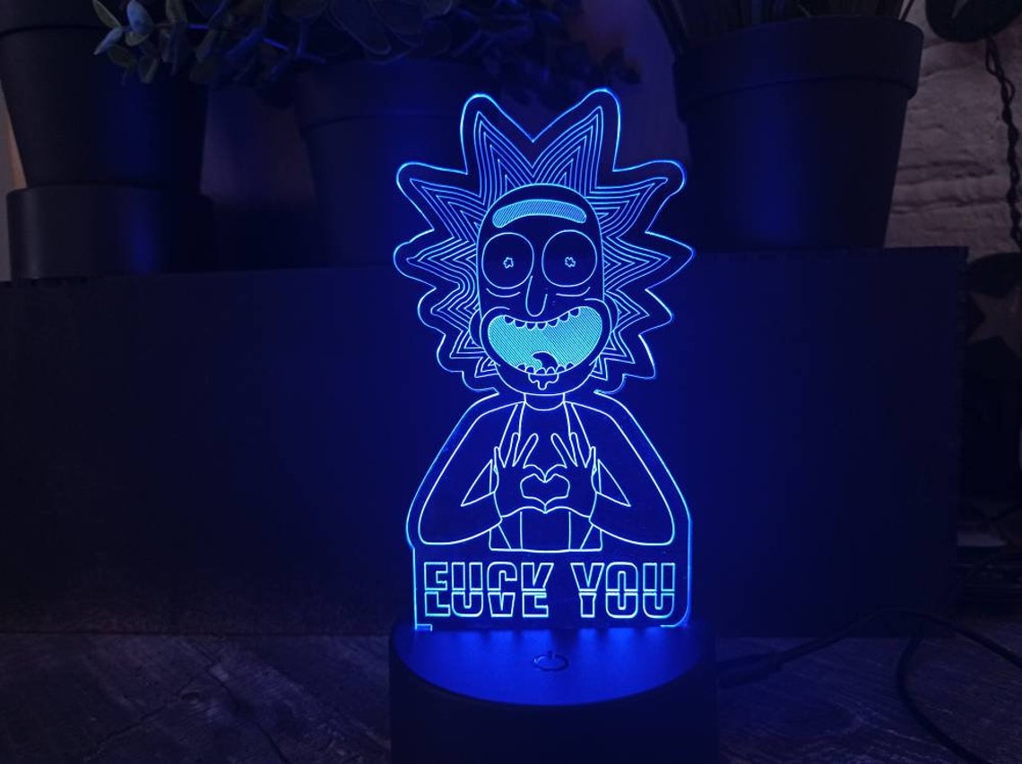 Rick and Morty bedside lamp Rick Sanchez in love Led 3d lamp Etsy