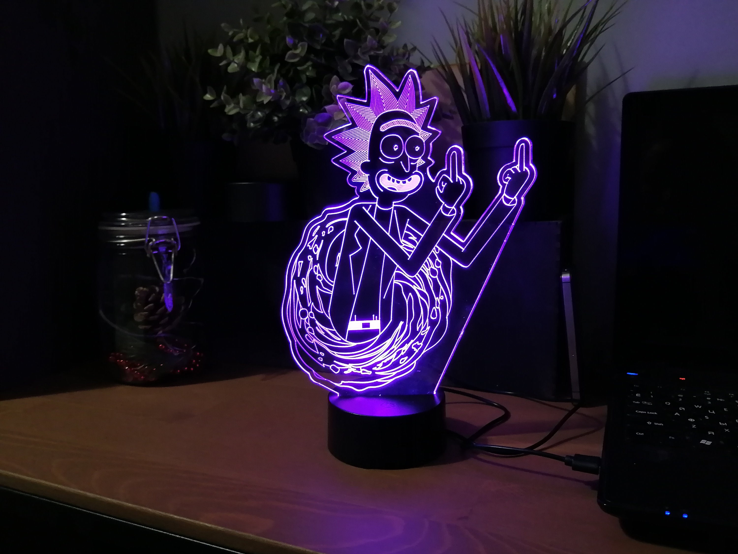 Rick and Morty desk lamp Rick Sanchez Led 3d lamp Rick and Etsy