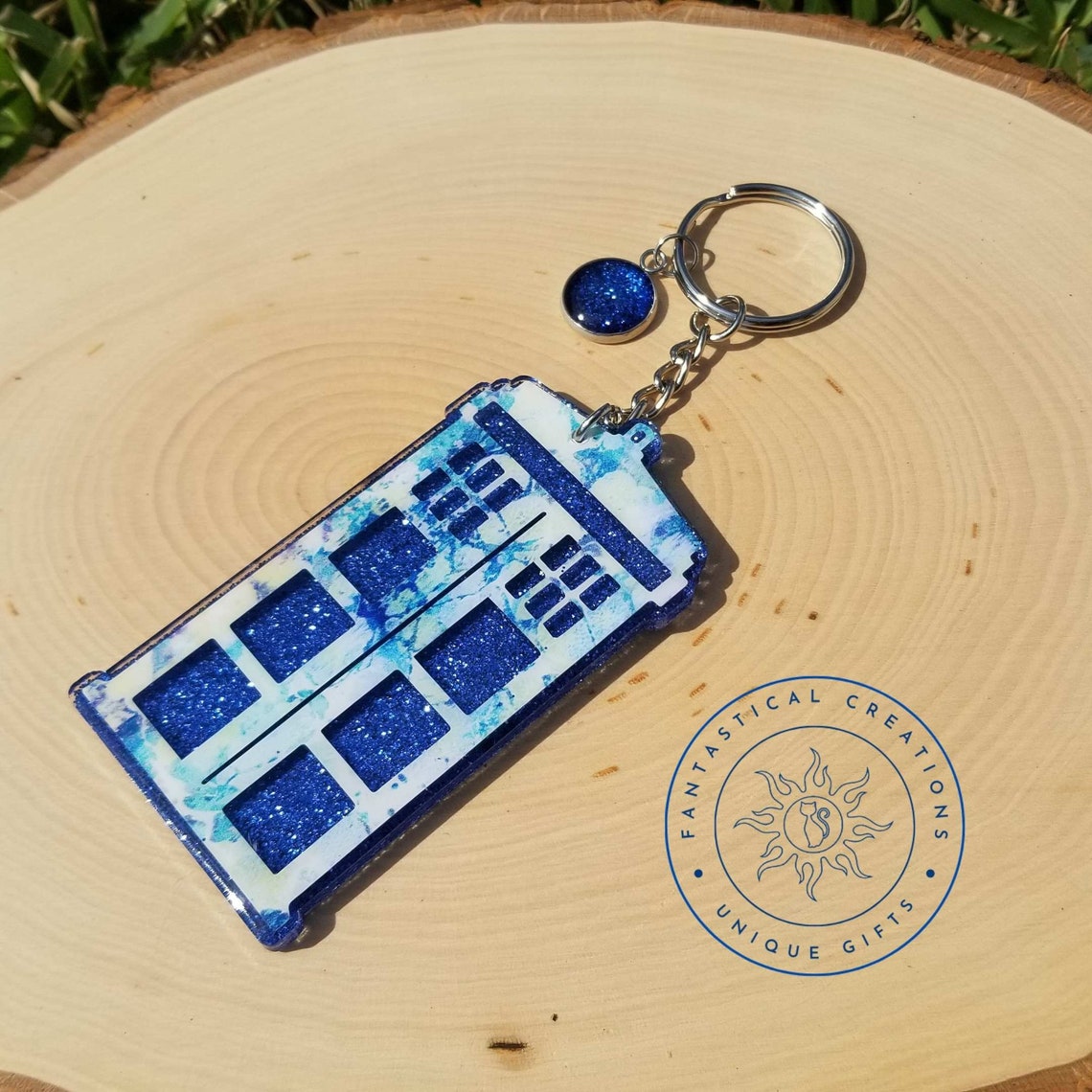 Dr Who keychain Tardis key chain Scifi gifts for him Matt