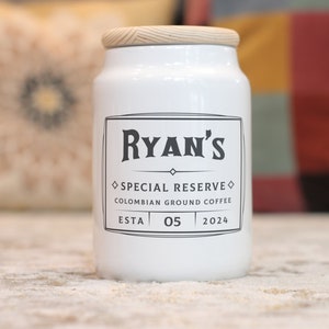 Personalized Ceramic Coffee Jar: Custom Barista Gift Set