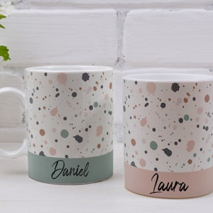 Colourful Personalised Mug - Glossy, Big, Unique, New Design. Pastel Colour Paint Spot - Gift for Her, Him, Anniversary, Birthday, Christmas