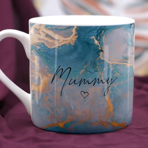 Marble Print BONE CHINA MUGS - Large or Small - Gift Idea for Mum, Gran, Sister, Auntie, Aunt - Birthday Gift Idea - Christmas, Christening