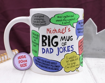 Personalized Dad Jokes Jumbo Mug, 20oz Father's Day Gift