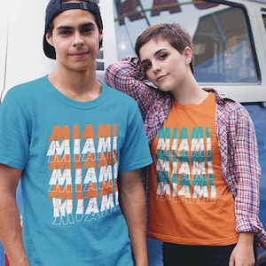 Miami - Graphic T-Shirt - Dolphins Colors - Unisex Heavy Cotton Tee