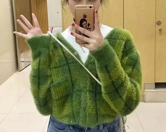 long plaid cardigan sweater