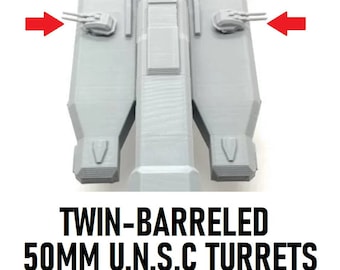 Set aus 8 zweiläufigen 50-MM-Geschütztürmen für UNSC-Schiffe wie Fregatte, Valiant, Pillar of Autumn und Grafton - in verschiedenen Größen