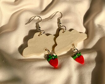 Boucles d’oreilles de nuages de fraise