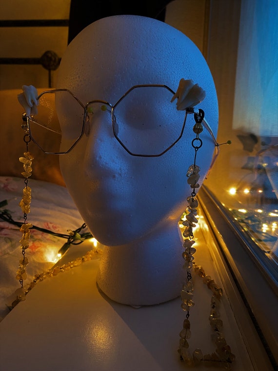 Citrine Eyeglasses Chain Real Crystal Handmade Goblincore