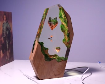 Lámpara de resina y madera inspirada en Link de TOTK – Luz nocturna de TLOZ, regalo para gamers, regalo para el Día del Padre, lámpara de escritorio para videojuegos
