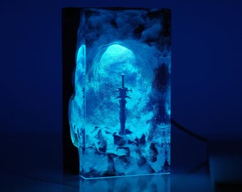WOW Lich King Frostmourne Sword Lamp - Mystical Resin Wood Night Light, Fantasy Gamer Decor, Fall Decor, Father's Day Gift for Him