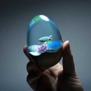 Sea Turtle Egg Cute Desk Ocean Decor, Ornaments for Room, Office, Nautical Resin Wood Home Decor, Back to School Gifts for staff